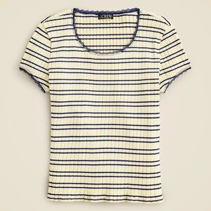 J. Crew Cream Ribbed Tee with Navy Stripes